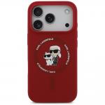 Husa Karl Lagerfeld Silicone Karl and Choupette Ring cu MagSafe compatibila cu iPhone 18 Pro / 17 Pro, Rosu 2 - lerato.ro