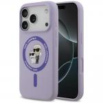 Husa Karl Lagerfeld Silicone Karl and Choupette Ring cu MagSafe compatibila cu iPhone 18 Pro / 17 Pro, Mov 4 - lerato.ro