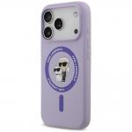 Husa Karl Lagerfeld Silicone Karl and Choupette Ring cu MagSafe compatibila cu iPhone 18 Pro / 17 Pro, Mov 3 - lerato.ro