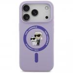 Husa Karl Lagerfeld Silicone Karl and Choupette Ring cu MagSafe compatibila cu iPhone 18 Pro / 17 Pro, Mov 2 - lerato.ro