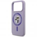 Husa Karl Lagerfeld Silicone Karl and Choupette Ring cu MagSafe compatibila cu iPhone 18 Pro / 17 Pro, Mov 7 - lerato.ro