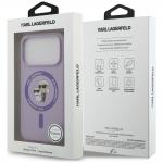 Husa Karl Lagerfeld Silicone Karl and Choupette Ring cu MagSafe compatibila cu iPhone 18 Pro / 17 Pro, Mov 9 - lerato.ro