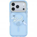 Husa Karl Lagerfeld Script Logo cu MagSafe compatibila cu iPhone 18 Pro / 17 Pro, Light Blue 2 - lerato.ro