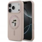 Husa Karl Lagerfeld Silicone Karl and Choupette Ring cu MagSafe compatibila cu iPhone 18 Pro / 17 Pro, Roz 4 - lerato.ro