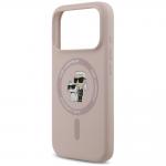 Husa Karl Lagerfeld Silicone Karl and Choupette Ring cu MagSafe compatibila cu iPhone 18 Pro / 17 Pro, Roz 7 - lerato.ro