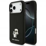 Husa Karl Lagerfeld Silicone Karl and Choupette Metal Pin compatibila cu iPhone 18 Pro Max / 17 Pro Max, Negru 4 - lerato.ro