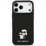 Husa Karl Lagerfeld Silicone Karl and Choupette Metal Pin compatibila cu iPhone 18 Pro Max / 17 Pro Max, Negru 2 - lerato.ro