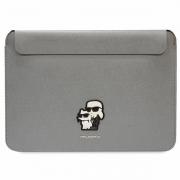 Husa Karl Lagerfeld Saffiano Karl Choupette compatibila cu laptop 14 inch Silver