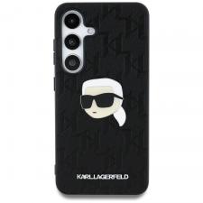 Husa Karl Lagerfeld compatibila cu Samsung Galaxy S25, Leather Monogram Pin Logo Karl Head, Negru