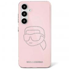 Husa Karl Lagerfeld compatibila cu Samsung Galaxy S25, Rhinestones Karl Head Logo, Roz