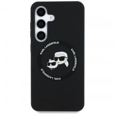 Husa Karl Lagerfeld compatibila cu Samsung Galaxy S25, Silicone Double Heads And Circle MagSafe, Negru