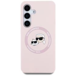 Husa Karl Lagerfeld compatibila cu Samsung Galaxy S25, Silicone Double Heads And Circle MagSafe, Roz