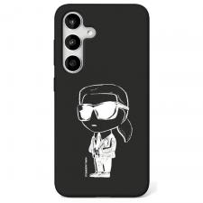 Husa Karl Lagerfeld compatibila cu Samsung Galaxy S25, Silicone Graffiti Ikonik Printed Logo MagSafe, Negru