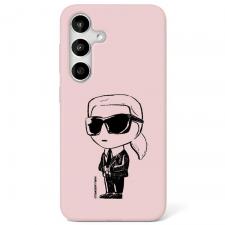 Husa Karl Lagerfeld compatibila cu Samsung Galaxy S25, Silicone Graffiti Ikonik Printed Logo MagSafe, Roz