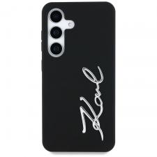 Husa Karl Lagerfeld compatibila cu Samsung Galaxy S25, Silicone Metal Signature Logo, Negru