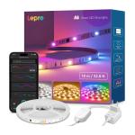 Banda LED LEPRO S2, 24W, 1200lm, Lungime 10m, Iluminare RGBIC, Control aplicatie / vocal, Bluetooth, WiFi, Multicolor 3 - lerato.ro