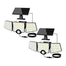 Set 2 lampi LED pentru exterior LEPRO 640005-DW-2, 10 W, 1000 lm, 6500 K, Senzor de miscare, Panou solar inclus, Negru