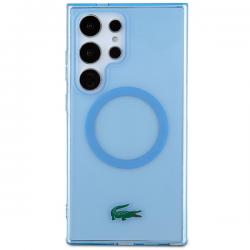 Carcasa Lacoste Transparent Design cu MagSafe compatibila cu Samsung Galaxy S24 Ultra, Albastru