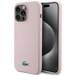 Carcasa Lacoste Silicone Croco Logo cu MagSafe compatibila cu iPhone 15 Pro Max, Roz 4 - lerato.ro