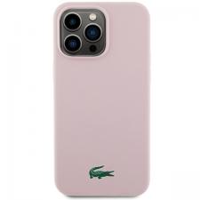 Carcasa Lacoste Silicone Croco Logo cu MagSafe compatibila cu iPhone 15 Pro Max, Roz