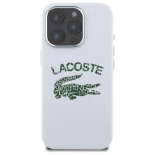 Carcasa Lacoste Silicone Cracked Logo cu MagSafe compatibila cu iPhone 16 Pro Max, Alb