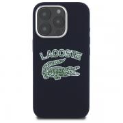 Carcasa Lacoste Silicone Cracked Logo cu MagSafe compatibila cu iPhone 16 Pro Max, Navy Blue