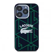 Carcasa Lacoste Silicone Monogram Vintage Logo cu MagSafe compatibila cu iPhone 15 Pro, Navy Blue
