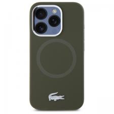 Carcasa Lacoste Silicone Croco Logo cu MagSafe compatibila cu iPhone 15 Pro, Khaki