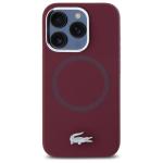 Carcasa Lacoste Silicone Croco Logo cu MagSafe compatibila cu iPhone 15 Pro, Bordeaux 2 - lerato.ro