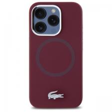 Carcasa Lacoste Silicone Croco Logo cu MagSafe compatibila cu iPhone 15 Pro, Bordeaux