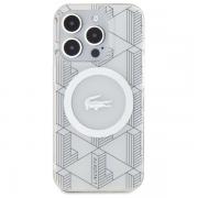Carcasa Lacoste IML Blend Monogram cu MagSafe compatibila cu iPhone 15 Pro, Alb