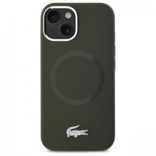 Carcasa Lacoste Silicone Croco Logo cu MagSafe compatibila cu iPhone 15 / 14 / 13, Khaki