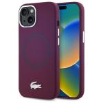 Carcasa Lacoste Silicone Croco Logo cu MagSafe compatibila cu iPhone 15 / 14 / 13, Mov 4 - lerato.ro