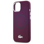 Carcasa Lacoste Silicone Croco Logo cu MagSafe compatibila cu iPhone 15 / 14 / 13, Mov 7 - lerato.ro