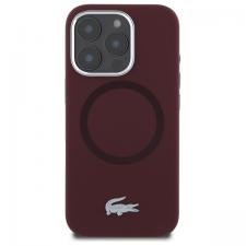 Carcasa Lacoste Silicone Croco Logo cu MagSafe compatibila cu iPhone 16 Pro, Bordeaux