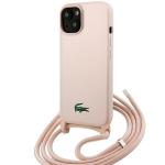 Carcasa Lacoste Silicone Cord compatibila cu iPhone 15 / 14 / 13, Roz 3 - lerato.ro