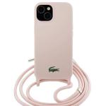 Carcasa Lacoste Silicone Cord compatibila cu iPhone 15 / 14 / 13, Roz 2 - lerato.ro