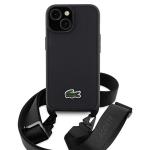 Carcasa Lacoste Iconic Petit Pique Crossbody compatibila cu iPhone 15 / 14 / 13, Negru 2 - lerato.ro
