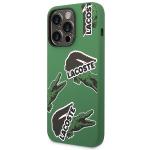 Carcasa Lacoste Silicone Allover Pattern compatibila cu iPhone 14 Pro, Verde 3 - lerato.ro