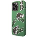Carcasa Lacoste Silicone Allover Pattern compatibila cu iPhone 14 Pro Max, Verde 3 - lerato.ro