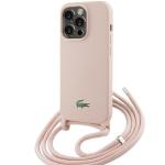 Carcasa Lacoste Silicone Cord compatibila cu iPhone 15 Pro, Roz 3 - lerato.ro