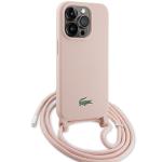Carcasa Lacoste Silicone Cord compatibila cu iPhone 15 Pro, Roz 4 - lerato.ro