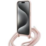 Carcasa Lacoste Silicone Cord compatibila cu iPhone 15 Pro, Roz 5 - lerato.ro