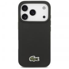 Carcasa Lacoste Iconic Petit Pique Woven Logo cu MagSafe compatibila cu iPhone 17 Pro, Negru