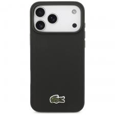 Carcasa Lacoste Iconic Petit Pique Woven Logo cu MagSafe compatibila cu iPhone 17 Pro Max, Negru