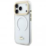 Carcasa Lacoste Shockproof Transparent Frosted Gold Logo cu MagSafe compatibila cu iPhone 17 Pro, Alb 3 - lerato.ro