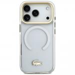 Carcasa Lacoste Shockproof Transparent Frosted Gold Logo cu MagSafe compatibila cu iPhone 17 Pro, Alb 2 - lerato.ro