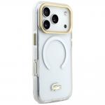 Carcasa Lacoste Shockproof Transparent Frosted Gold Logo cu MagSafe compatibila cu iPhone 17 Pro, Alb 5 - lerato.ro