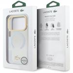 Carcasa Lacoste Shockproof Transparent Frosted Gold Logo cu MagSafe compatibila cu iPhone 17 Pro, Alb 9 - lerato.ro