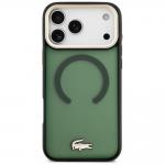 Carcasa Lacoste Shockproof Transparent Frosted Gold Logo cu MagSafe compatibila cu iPhone 17 Pro Max, Verde 2 - lerato.ro